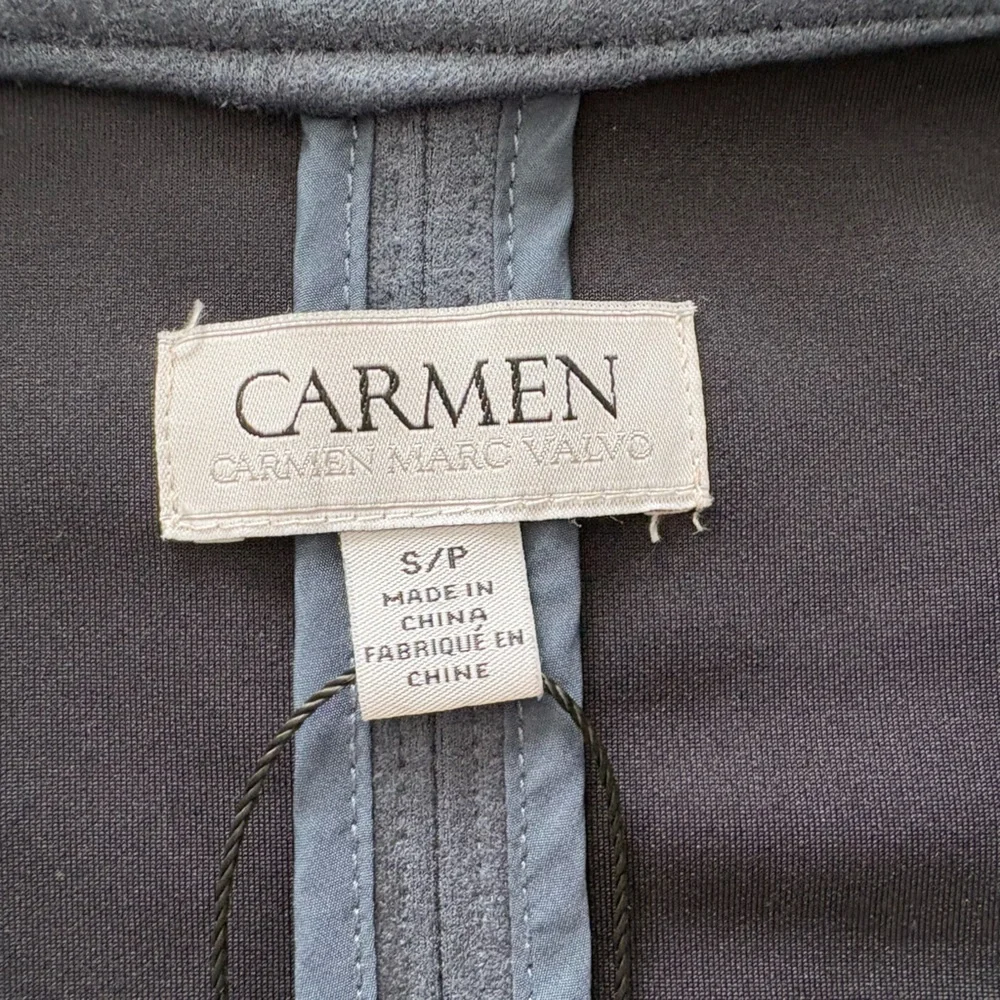 NWOT-Carmen Marc Valvo Faux Suede Women's Slate Blue Pocket Jacket - Picture 3 of 13